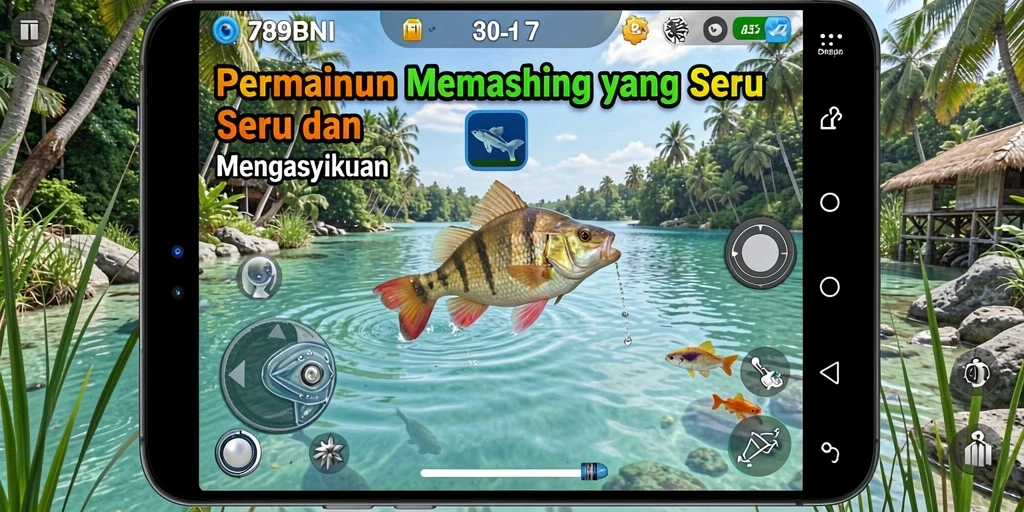 Screenshot gameplay 789BNI menampilkan aksi memancing yang mendebarkan.