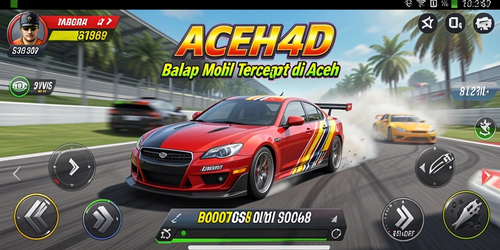 Tampilan screenshot utama ACEH4D yang menunjukkan aksi balapan yang intens.
