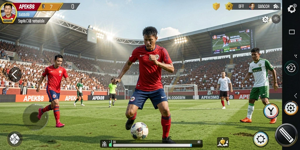 Screenshot gameplay APEK88 dengan aksi seru di lapangan.
