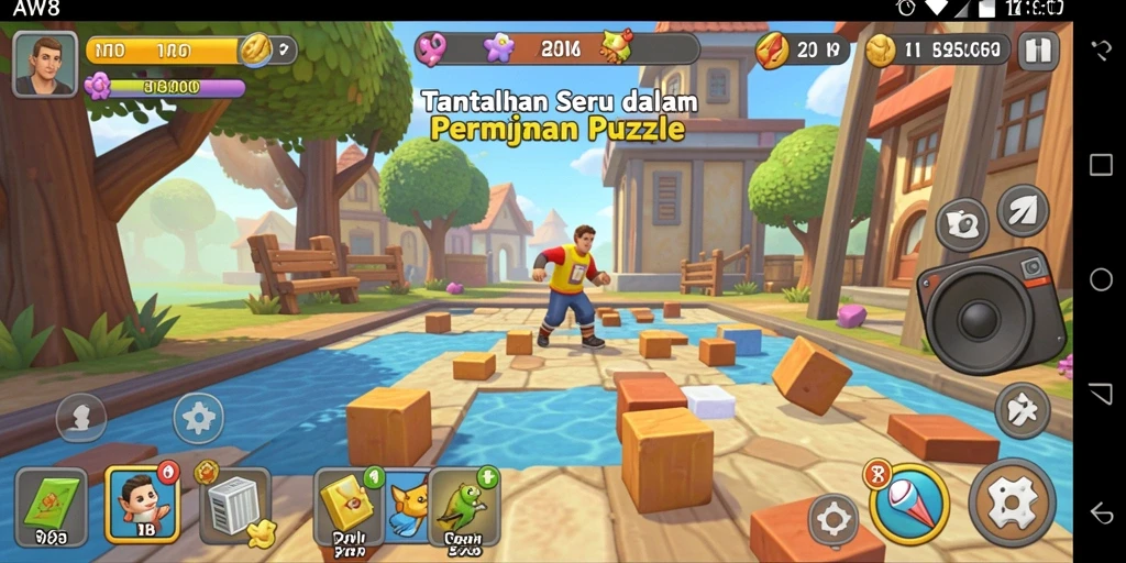 Screenshot gameplay AW8 menampilkan tantangan puzzle yang seru dan menarik.