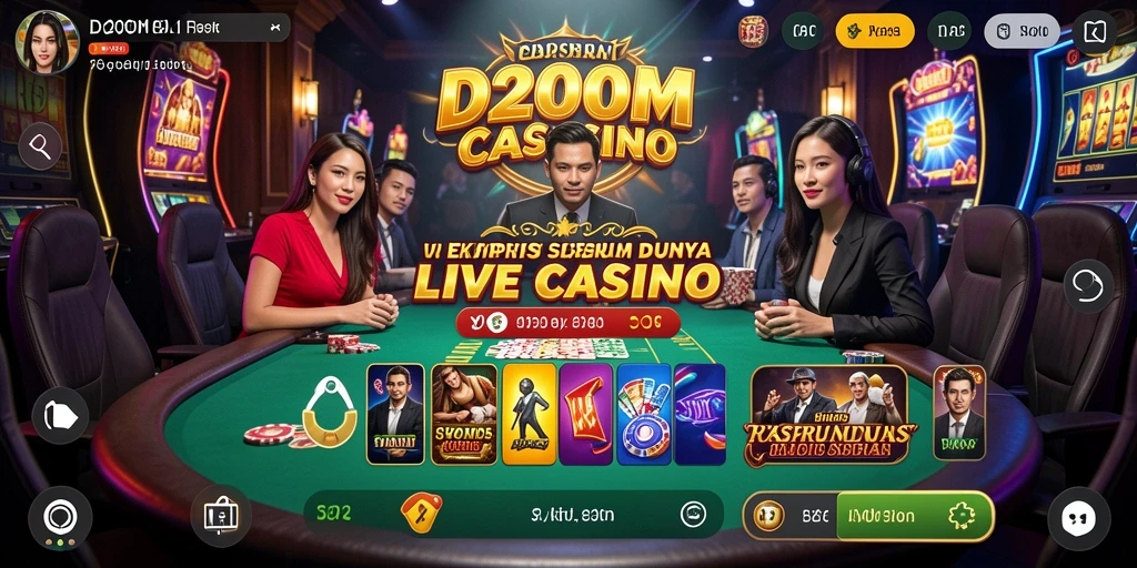 Tampilan menarik gameplay Live Casino D200M dengan dealer profesional.