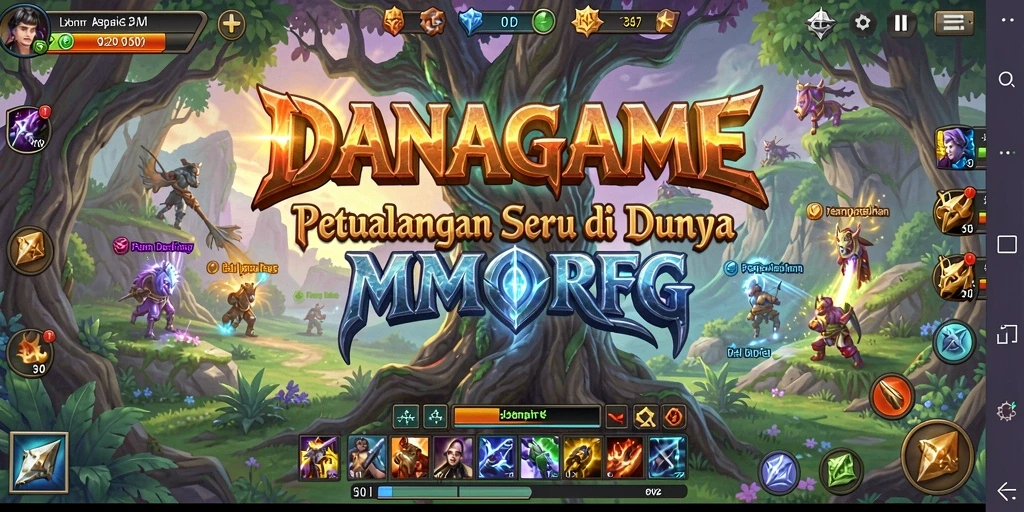 Screenshot gameplay DANAGAME yang menampilkan pertarungan epik di dunia MMORPG.