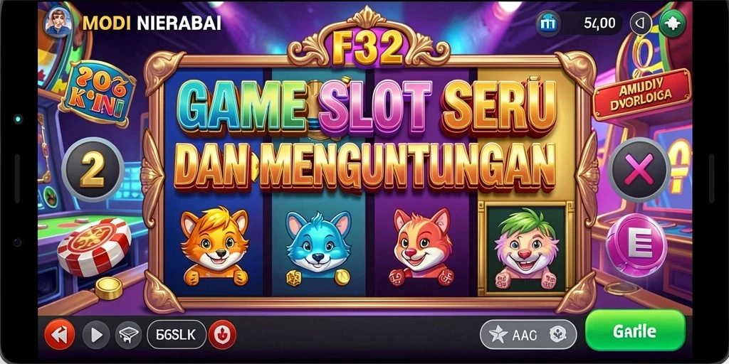 Screenshot F32 menunjukkan gameplay Slot yang menarik dan penuh warna.