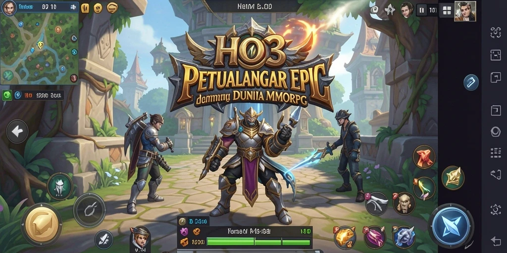 Screenshot gameplay HO3, menampilkan pertarungan seru dalam dunia MMORPG.