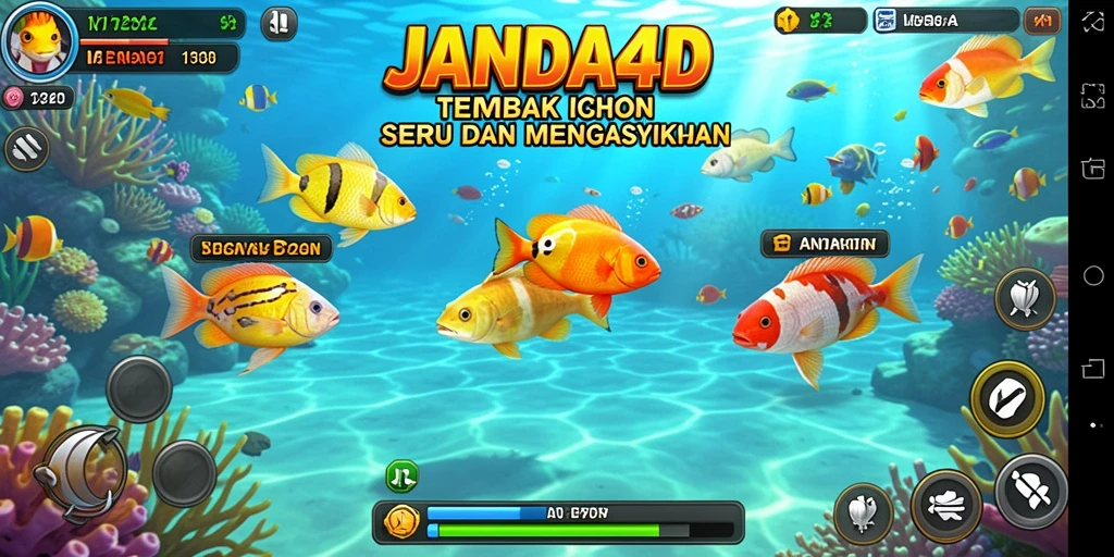 Tampilan gameplay JANDA4D yang memukau saat menembak ikan.