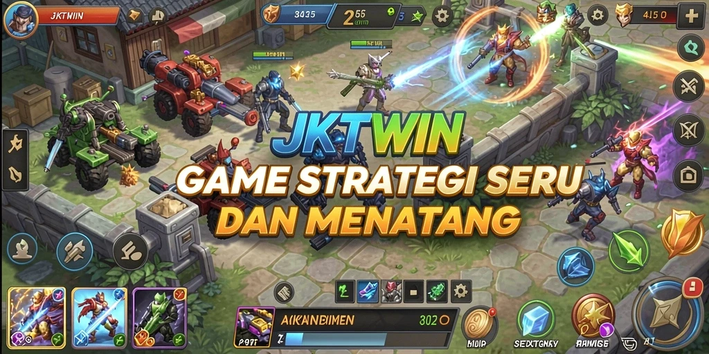 Screenshot utama JKTWIN menampilkan pertarungan strategi yang intense.