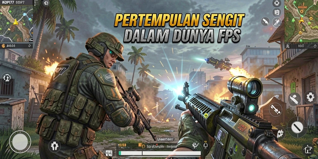 Screenshot aksi tembak-menembak intens dalam KOPI77.