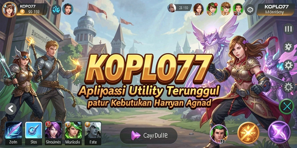 Tampilan utama KOPLO77 dengan berbagai fitur Utility yang mudah diakses.