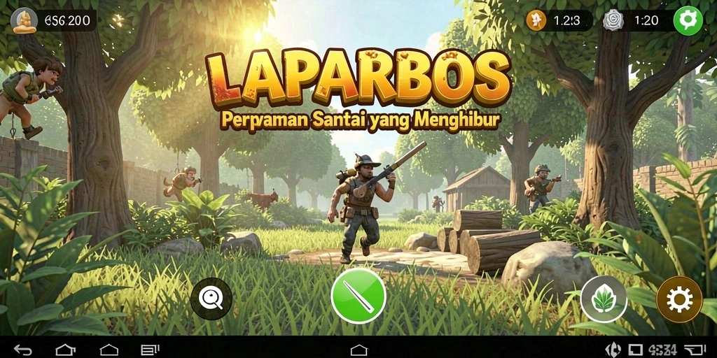Tangkapan layar gameplay LAPARBOS menunjukkan grafis cerah dan tantangan menarik.