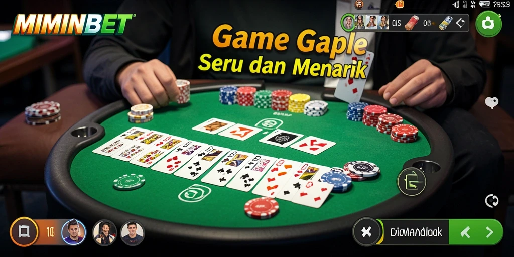 Tampilan gameplay seru MIMINBET yang menghadirkan pengalaman Gaple terbaik.