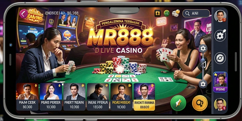 Tampilan gameplay Live Casino yang mendebarkan di MR888.