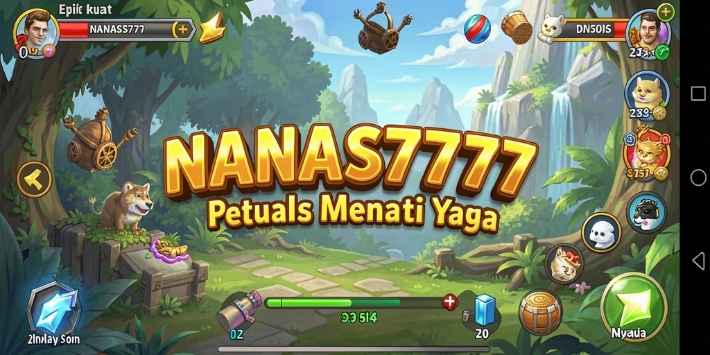 Screenshot menunjukkan aksi seru dalam permainan petualangan NANAS777.