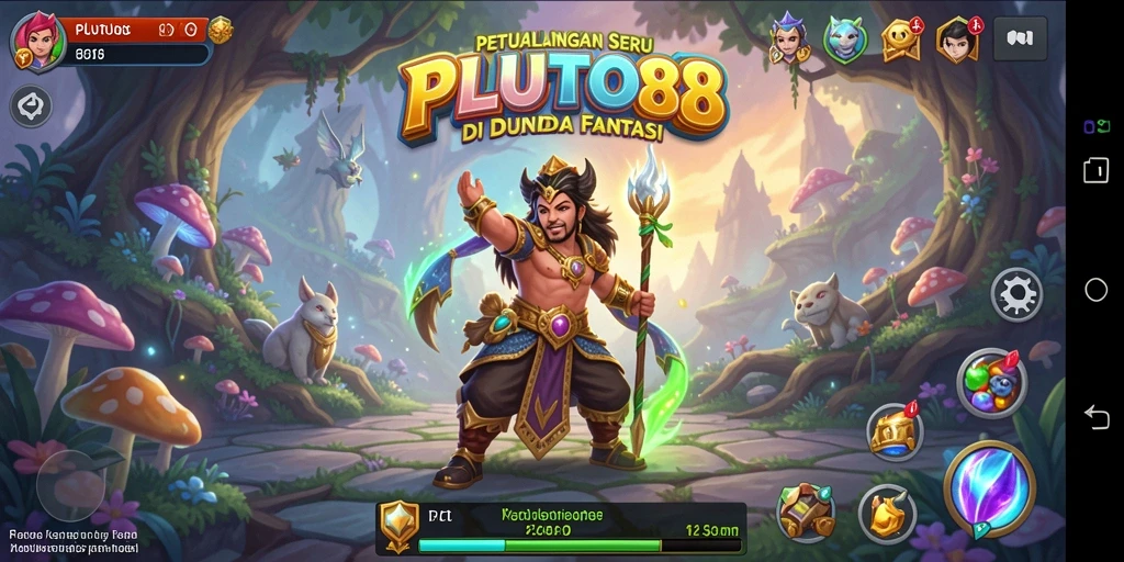 Tangkapan layar utama PLUTO88 menampilkan aksi seru dalam petualangan.