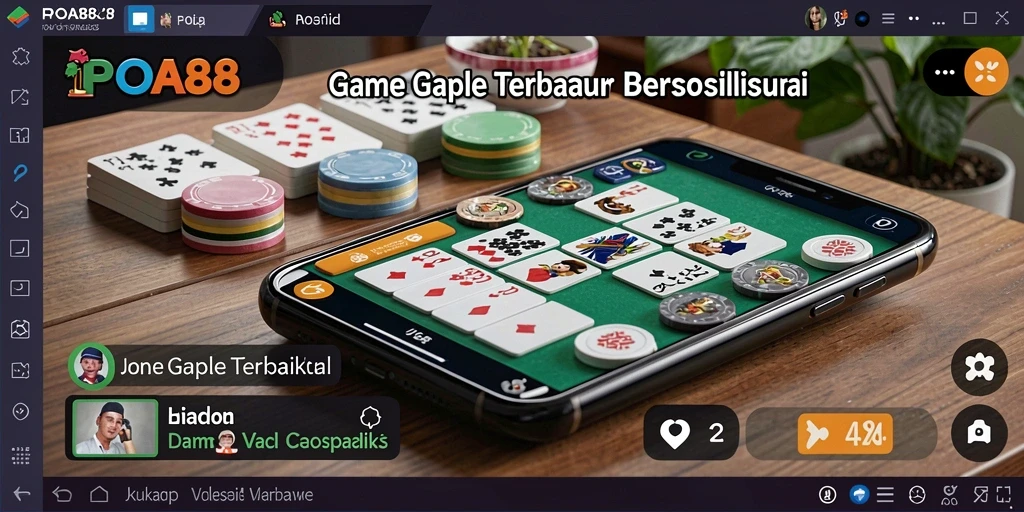 Screenshot gameplay Gaple POA88 dengan pemain yang bersaing.