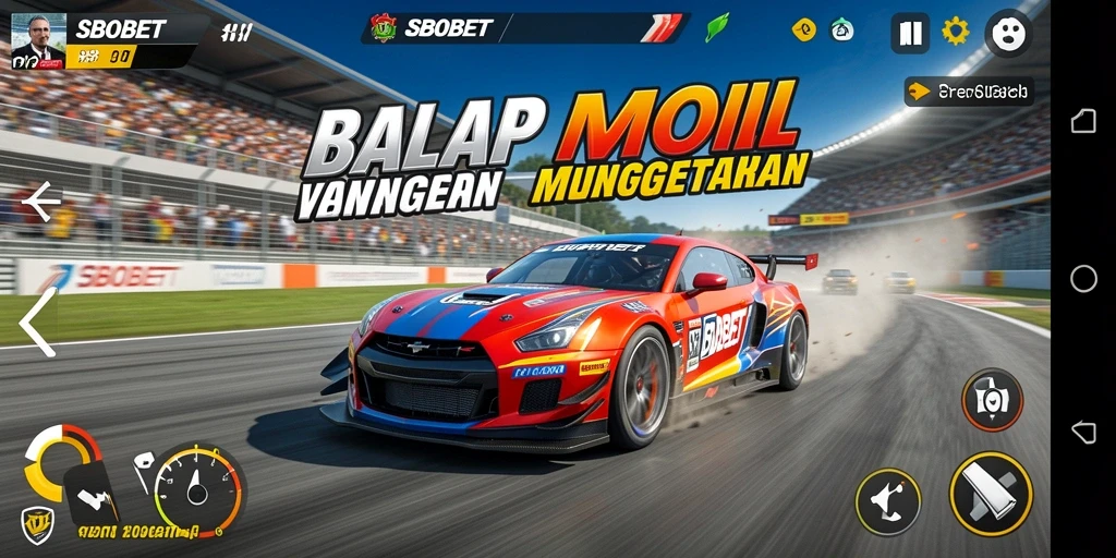 Tampilan gameplay balap mendebarkan di SBOBET.