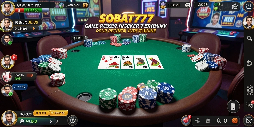 Tampilan menarik dari gameplay Poker di SOBAT777.