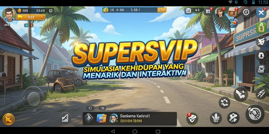 Tangkapan layar gameplay SUPERSVIP dengan interaksi karakter menarik.