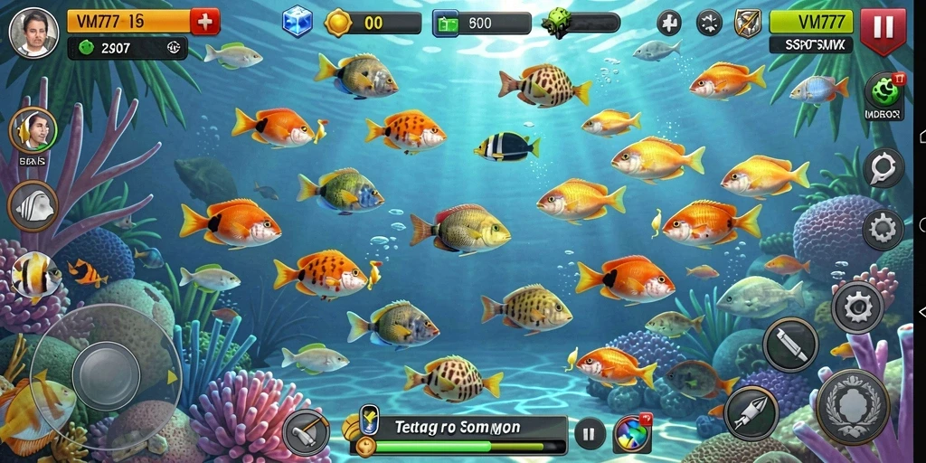 Tampilan screenshot gameplay VM777 saat menangkap ikan.