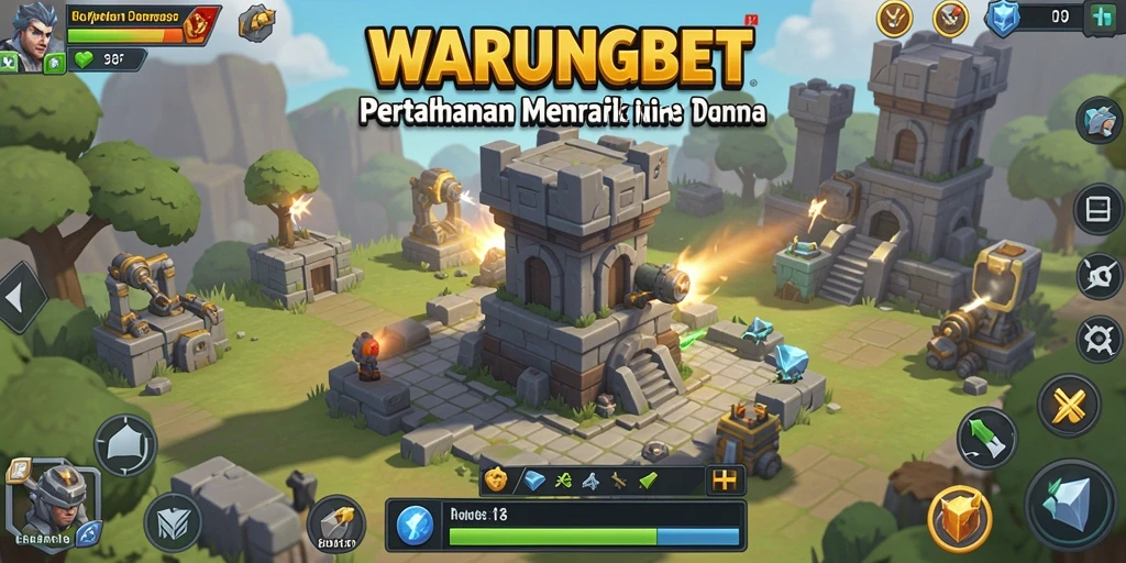 Tampilan gameplay menegangkan dalam WARUNGBET dengan strategi Tower Defense.