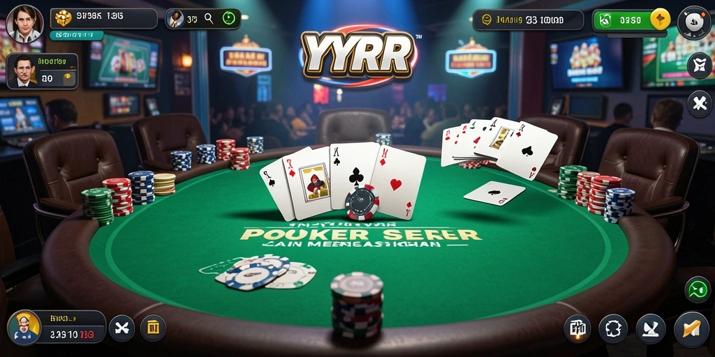 Gameplay mendebarkan YYRR dengan momen poker yang intens.